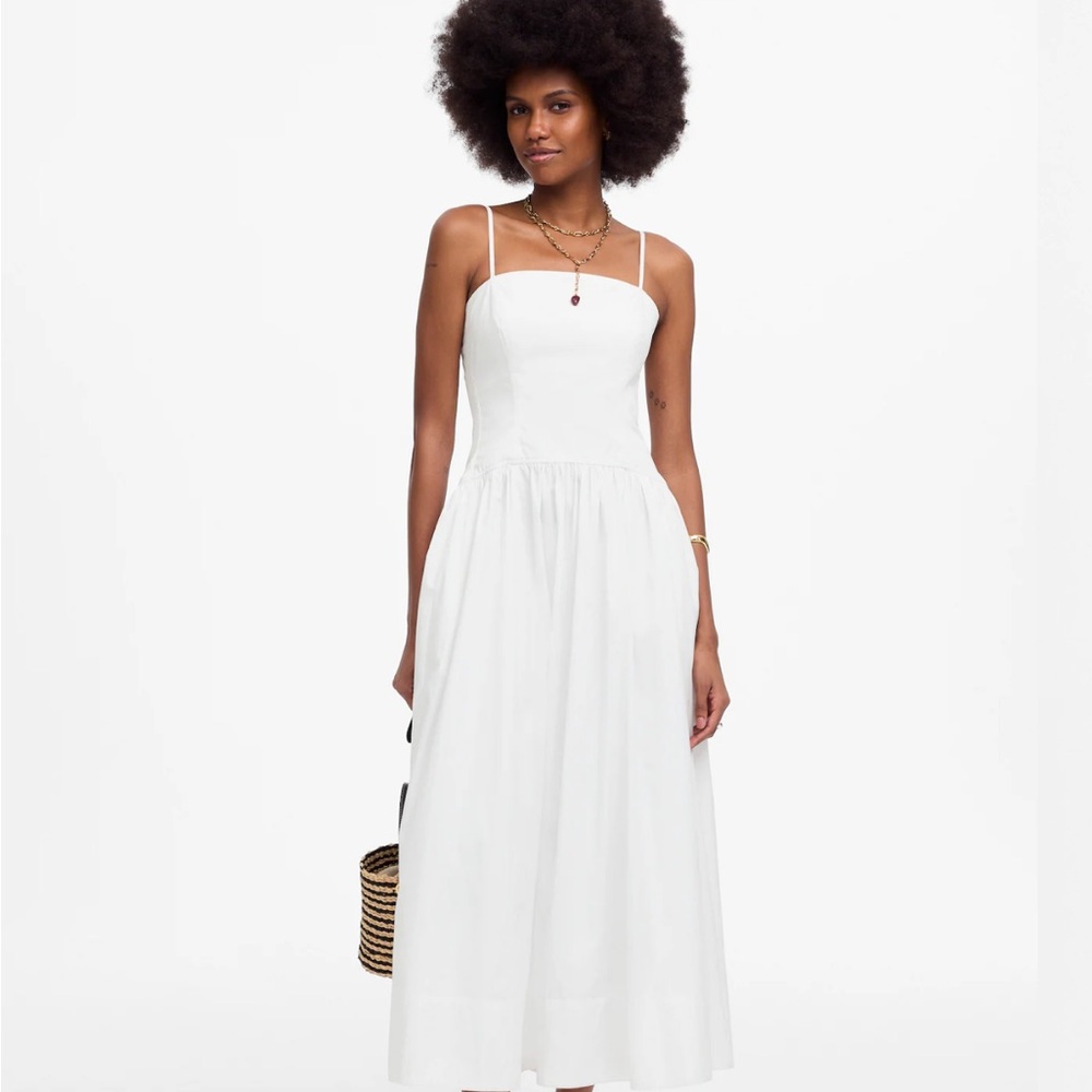 Madewell Cotton Drop Waist Poplin Maxi Dress